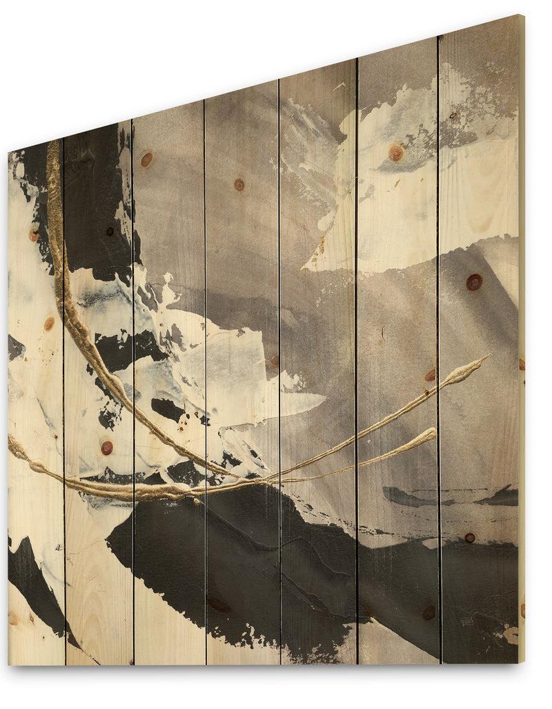 DesignQ Glam Printed Arcs II - Transitional Print On Natural Pine Wood