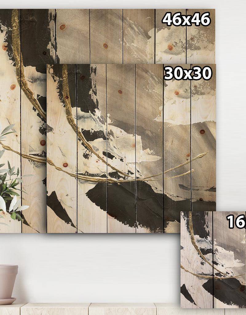 DesignQ Glam Printed Arcs II - Transitional Print On Natural Pine Wood