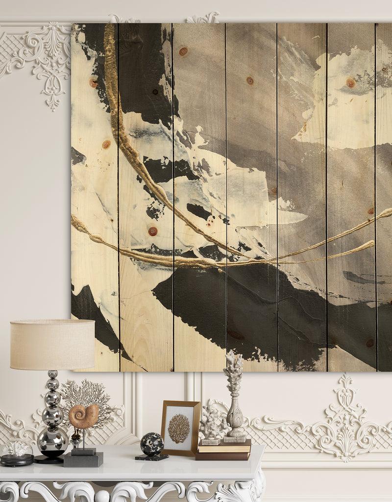 DesignQ Glam Printed Arcs II - Transitional Print on Natural Pine Wood