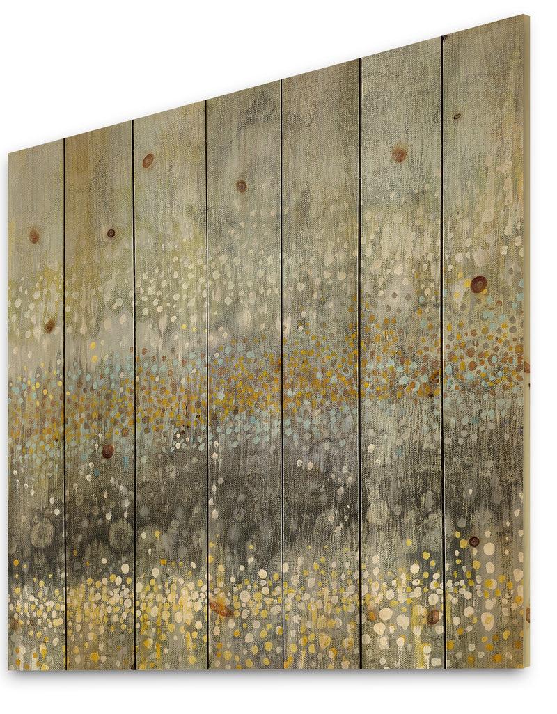 DesignQ Glam Rain Abstract III - Modern & Contemporary Print On Natural Pine Wood