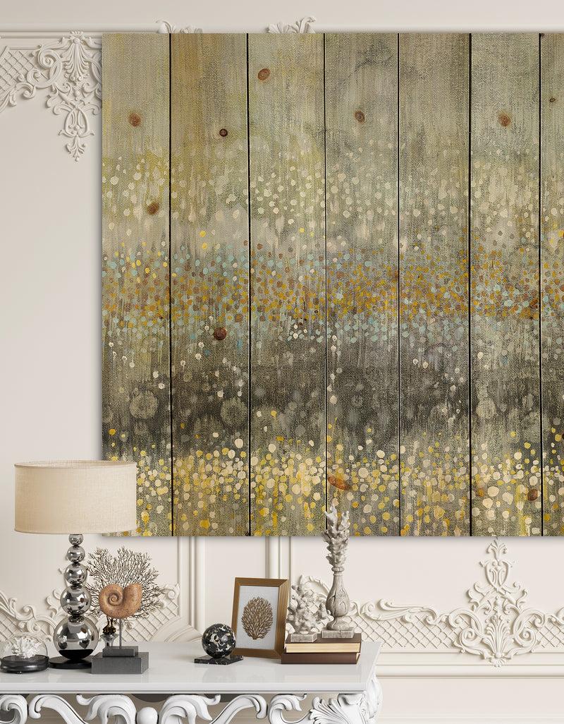DesignQ Glam Rain Abstract III - Modern & Contemporary Print on Natural Pine Wood