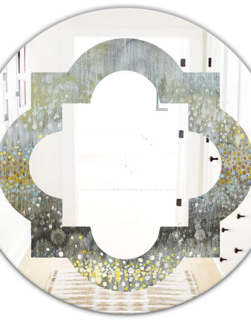 DesignQ Glam Rain Abstract III - Modern Round Or Oval Wall Mirror - Quatrefoil