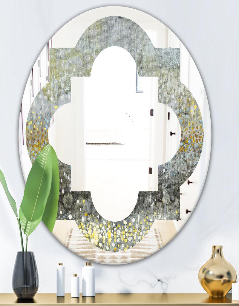 DesignQ Glam Rain Abstract III - Modern Round Or Oval Wall Mirror - Quatrefoil