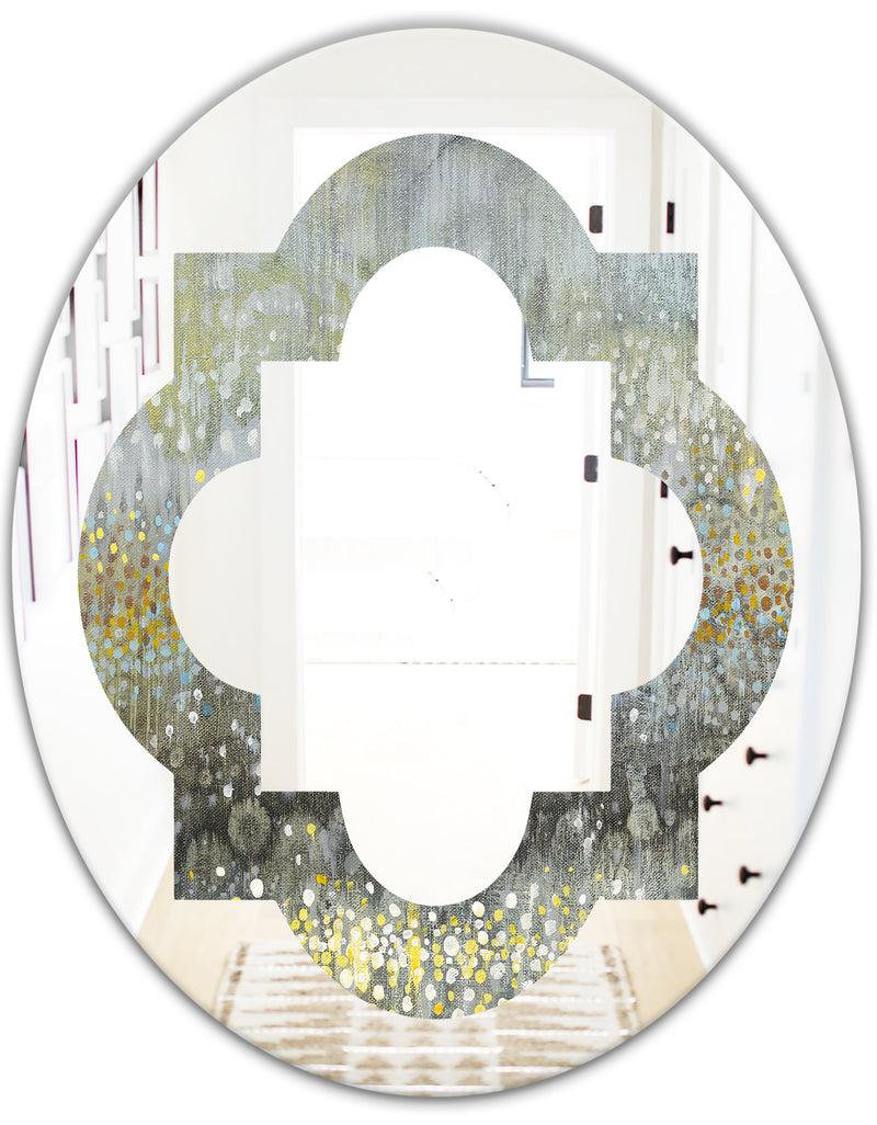 DesignQ Glam Rain Abstract III - Modern Round Or Oval Wall Mirror - Quatrefoil
