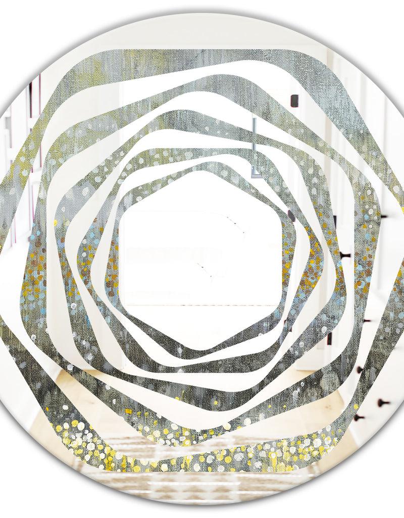 DesignQ Glam Rain Abstract III - Modern Round Or Oval Wall Mirror - Whirl