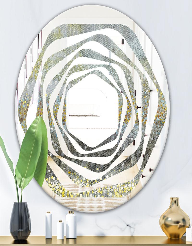 DesignQ Glam Rain Abstract III - Modern Round Or Oval Wall Mirror - Whirl