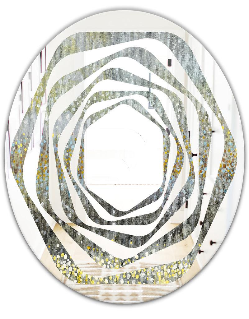 DesignQ Glam Rain Abstract III - Modern Round Or Oval Wall Mirror - Whirl