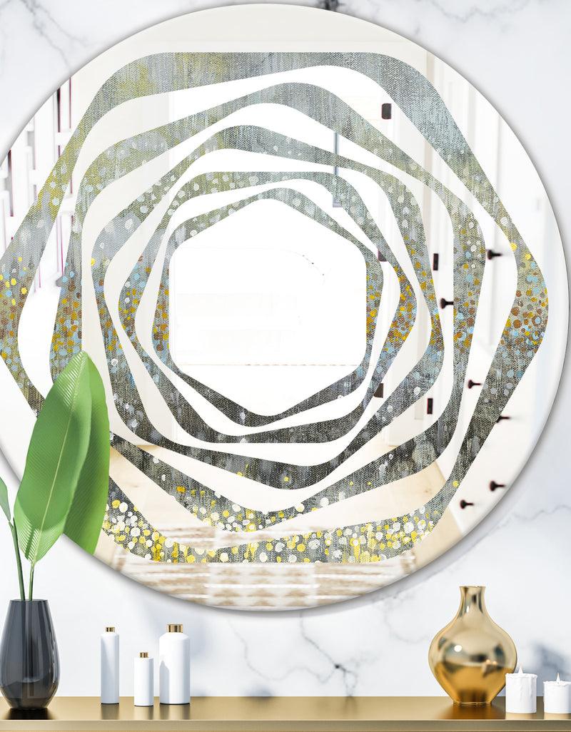 DesignQ Glam Rain Abstract III - Modern Round or Oval Wall Mirror - Whirl
