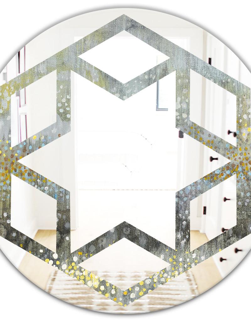 DesignQ Glam Rain Abstract III - Modern Round Or Oval Wall Mirror - Hexagon Star