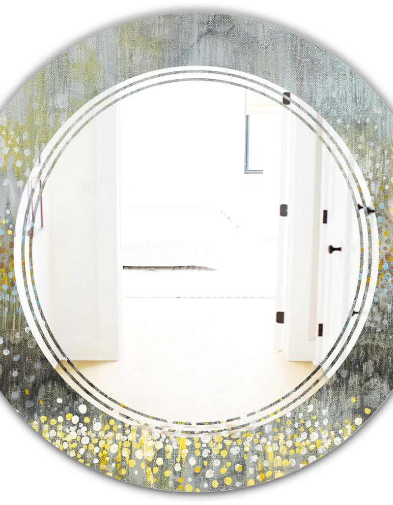 DesignQ Glam Rain Abstract III - Modern Round Or Oval Wall Mirror - Triple C