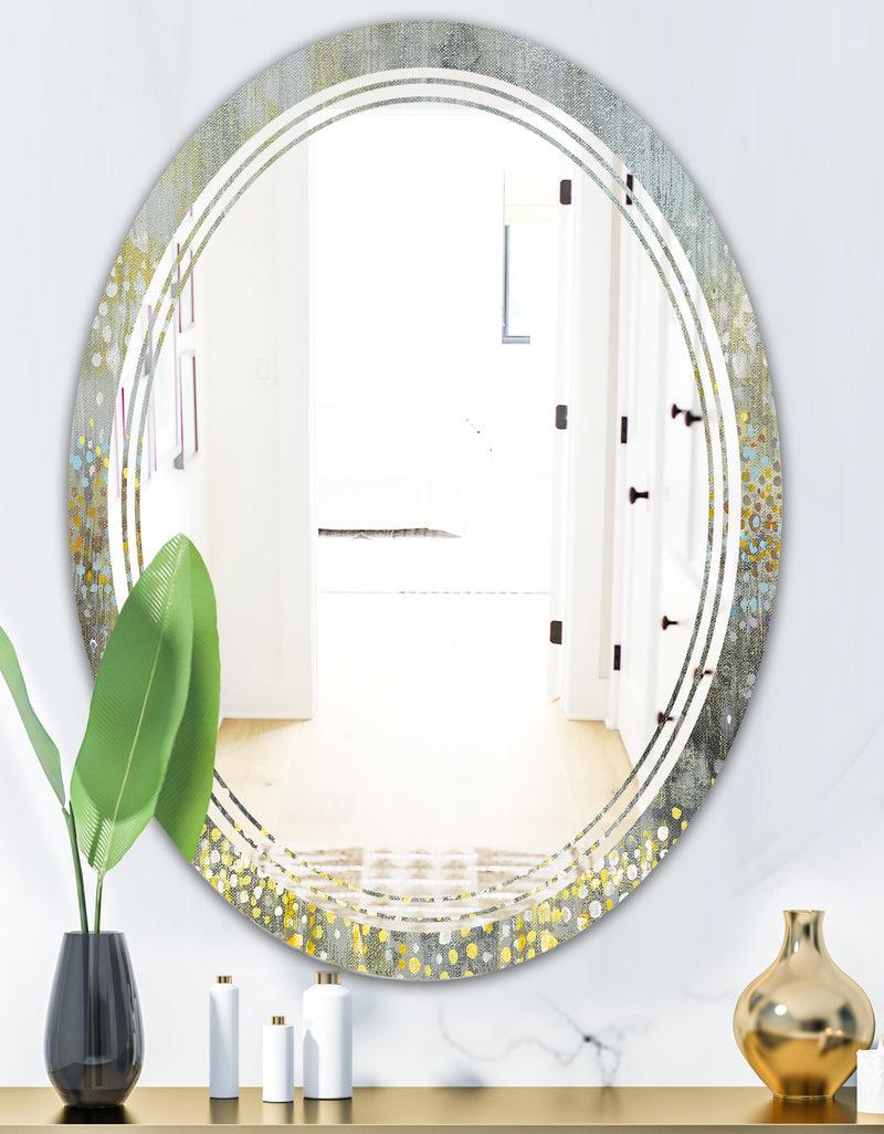 DesignQ Glam Rain Abstract III - Modern Round Or Oval Wall Mirror - Triple C