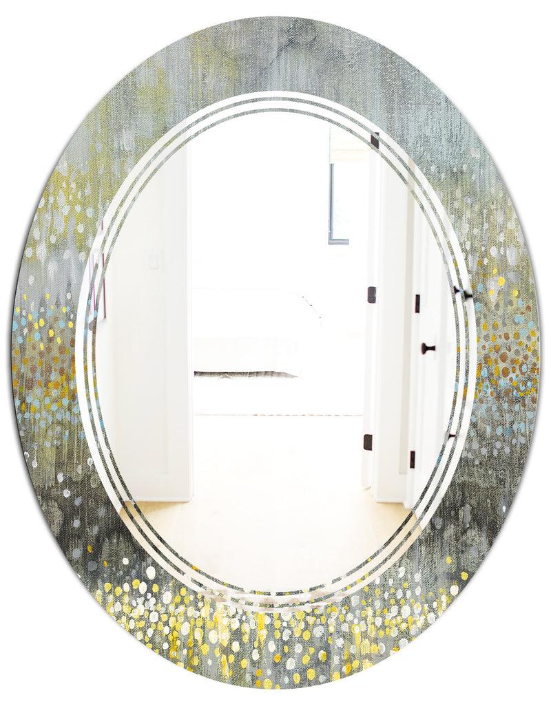 DesignQ Glam Rain Abstract III - Modern Round Or Oval Wall Mirror - Triple C