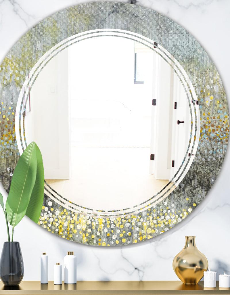 DesignQ Glam Rain Abstract III - Modern Round or Oval Wall Mirror - Triple C