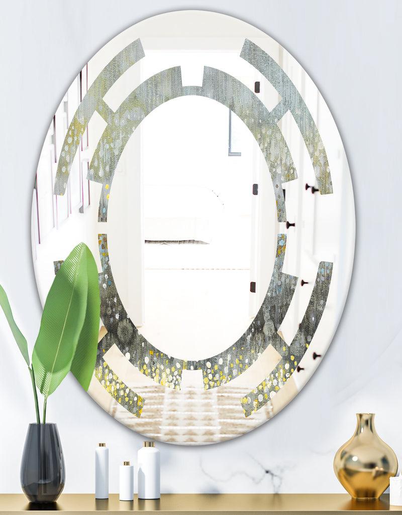 DesignQ Glam Rain Abstract III - Modern Round Or Oval Wall Mirror - Space
