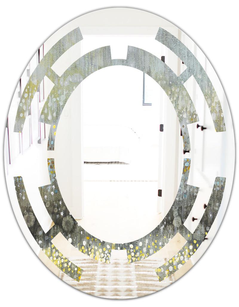 DesignQ Glam Rain Abstract III - Modern Round Or Oval Wall Mirror - Space