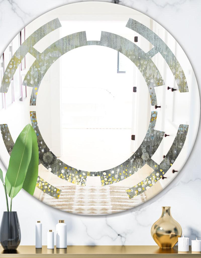 DesignQ Glam Rain Abstract III - Modern Round or Oval Wall Mirror - Space