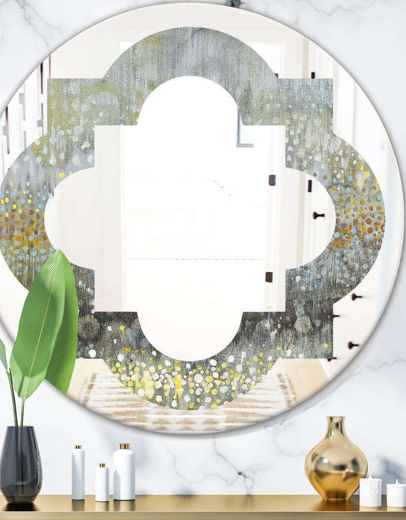 DesignQ Glam Rain Abstract III - Modern Round or Oval Wall Mirror - Quatrefoil