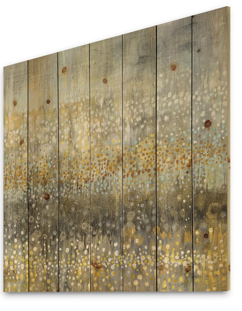 DesignQ Glam Rain Abstract IV - Modern & Contemporary Print On Natural Pine Wood