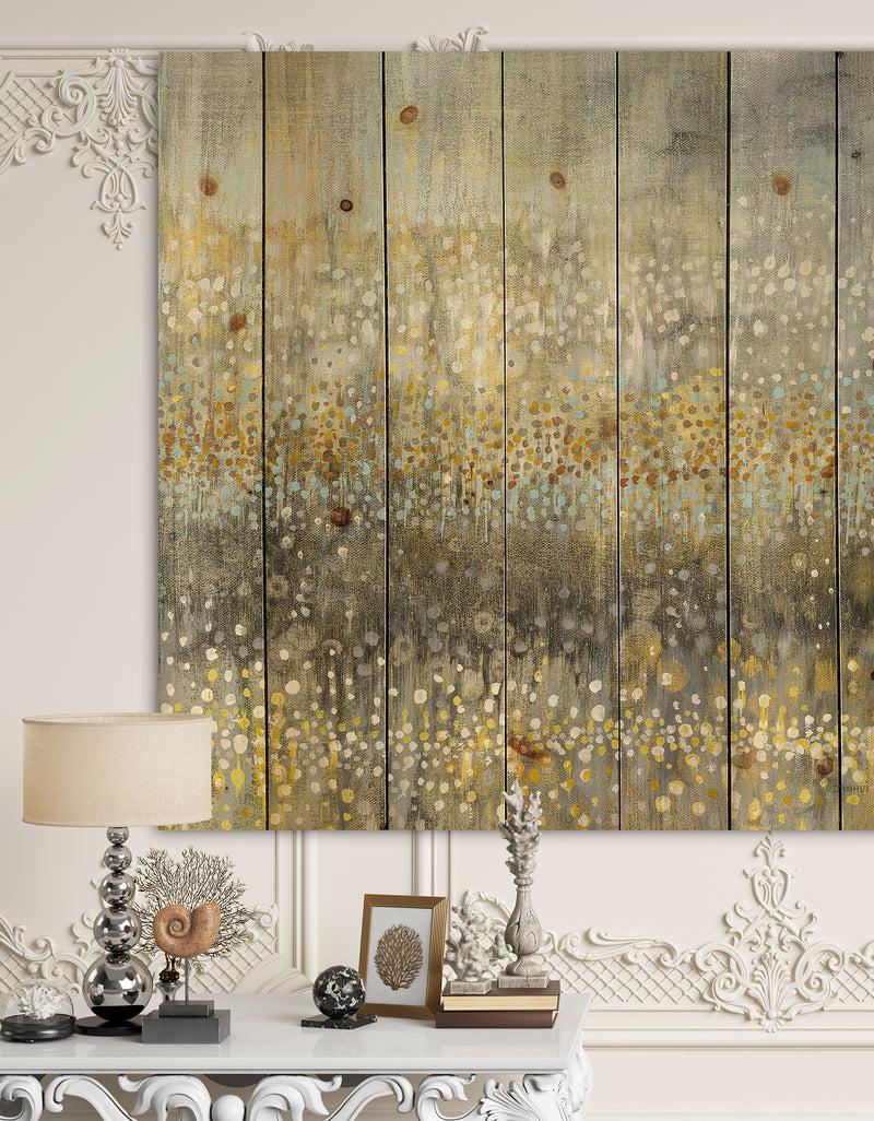 DesignQ Glam Rain Abstract IV - Modern & Contemporary Print on Natural Pine Wood