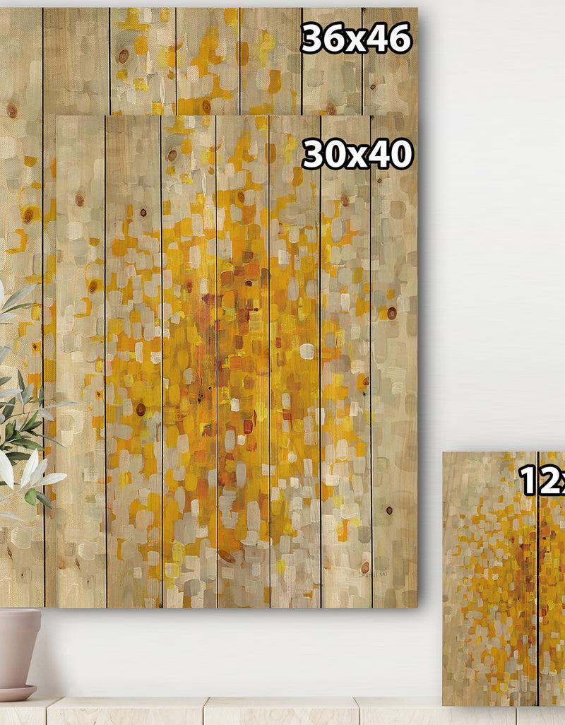 DesignQ Glam Yellow Explosion Blocks - Modern & Transitional Print On Natural Pine Wood
