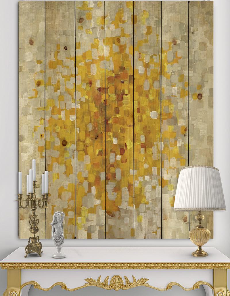 DesignQ Glam Yellow Explosion Blocks - Modern & Transitional Print on Natural Pine Wood
