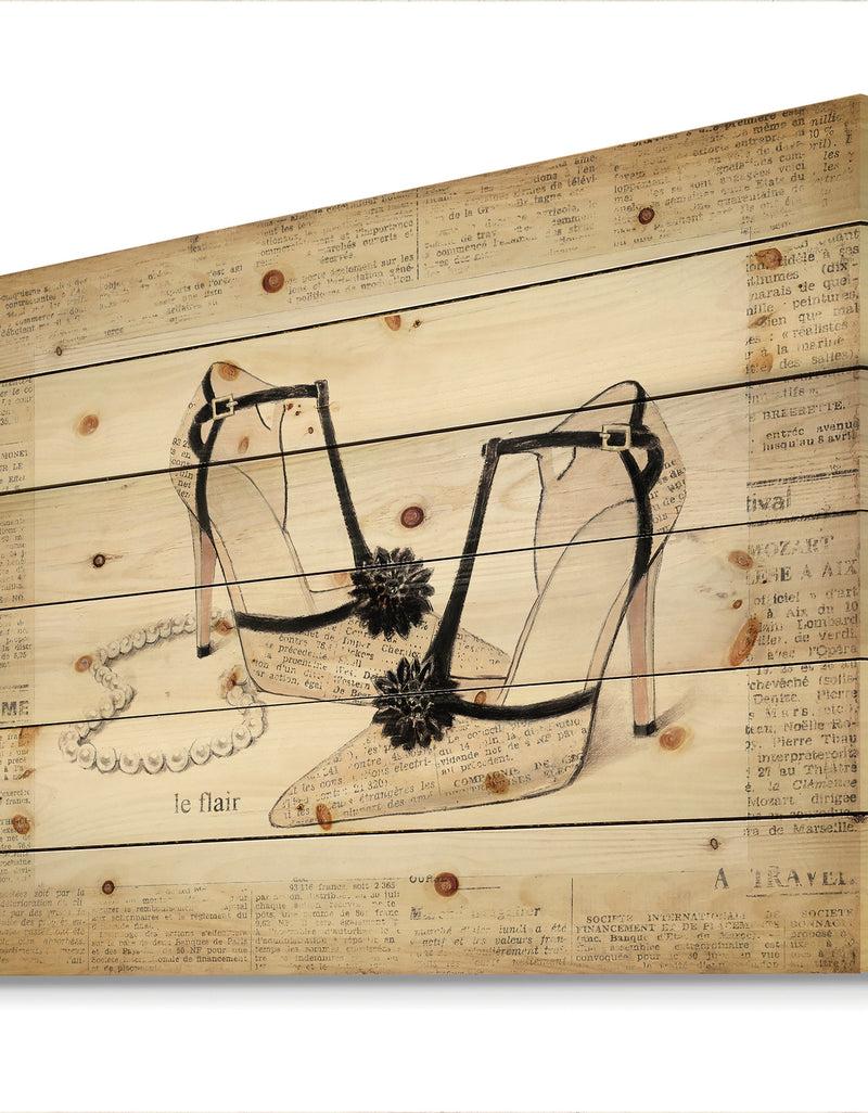 DesignQ Glamorous Black Diamond Stiletto II - Fashion Print On Natural Pine Wood