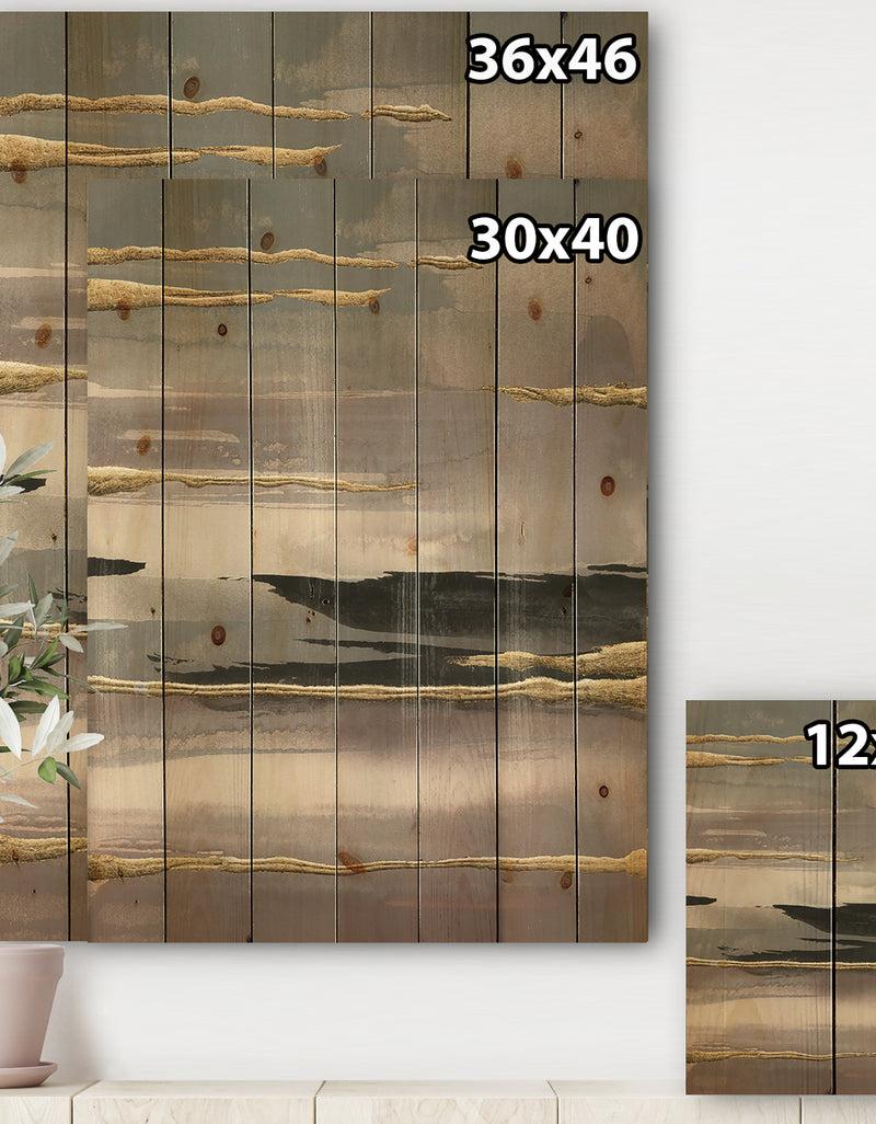 DesignQ Glamorous Morning Fog II - Modern Glam Print On Natural Pine Wood