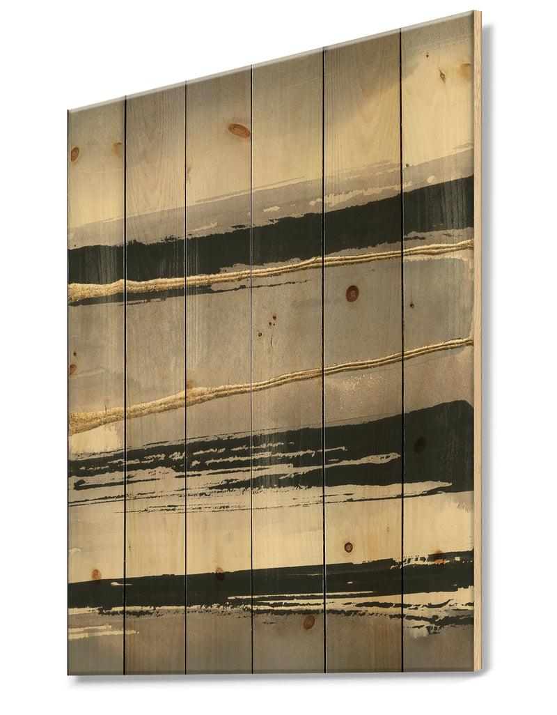 DesignQ Glamorous Morning Fog III - Modern Glam Print On Natural Pine Wood