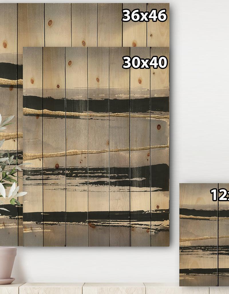 DesignQ Glamorous Morning Fog III - Modern Glam Print On Natural Pine Wood