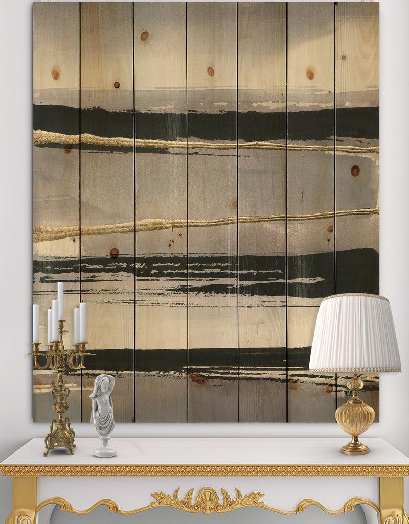 DesignQ Glamorous Morning Fog III - Modern Glam Print on Natural Pine Wood