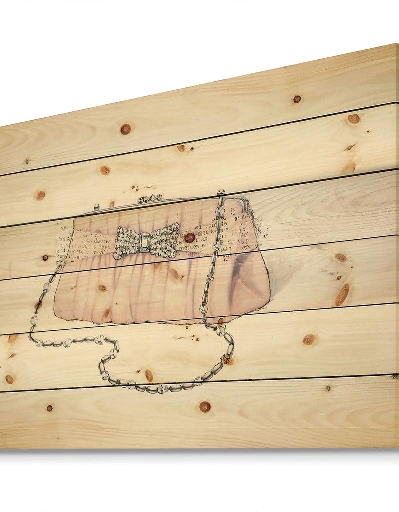 DesignQ Glamorous Sparkle Purse II - Fashion Print On Natural Pine Wood