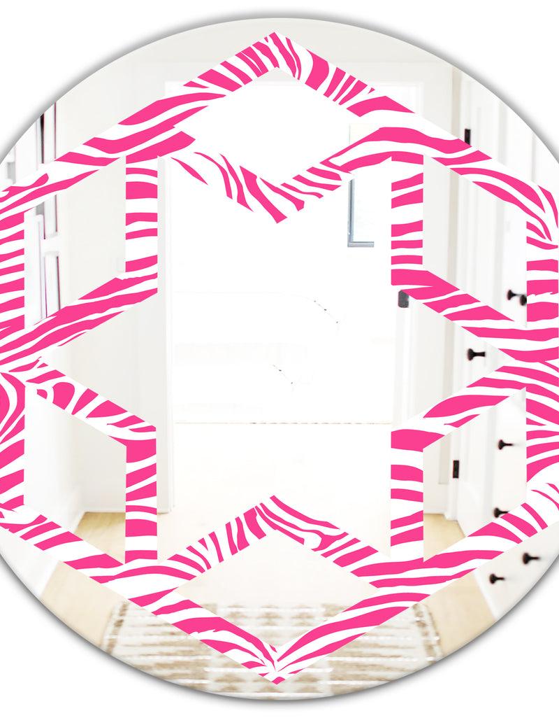 DesignQ Glamour Zebra Animal Pattern - Modern Round Or Oval Wall Mirror - Hexagon Star