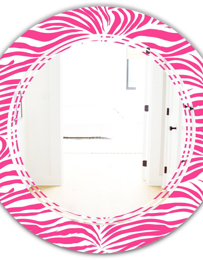 DesignQ Glamour Zebra Animal Pattern - Modern Round Or Oval Wall Mirror - Triple C