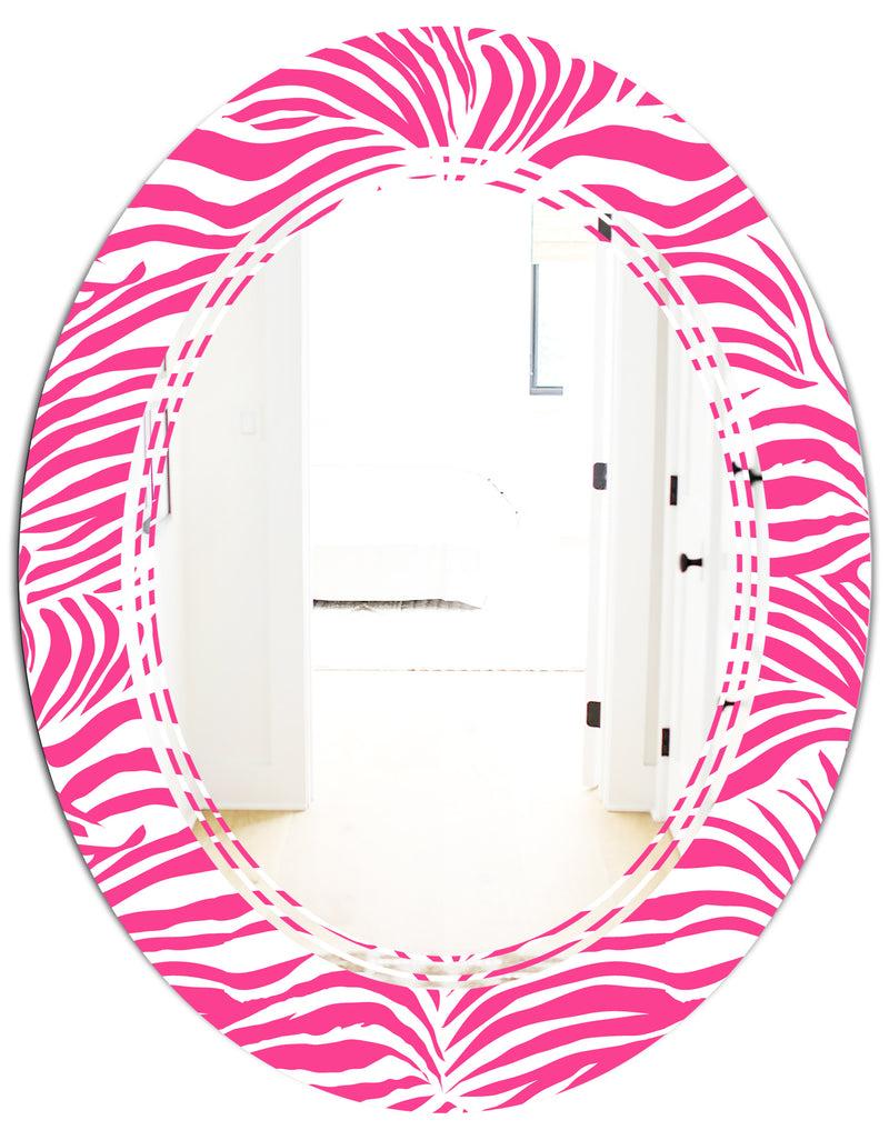DesignQ Glamour Zebra Animal Pattern - Modern Round Or Oval Wall Mirror - Triple C