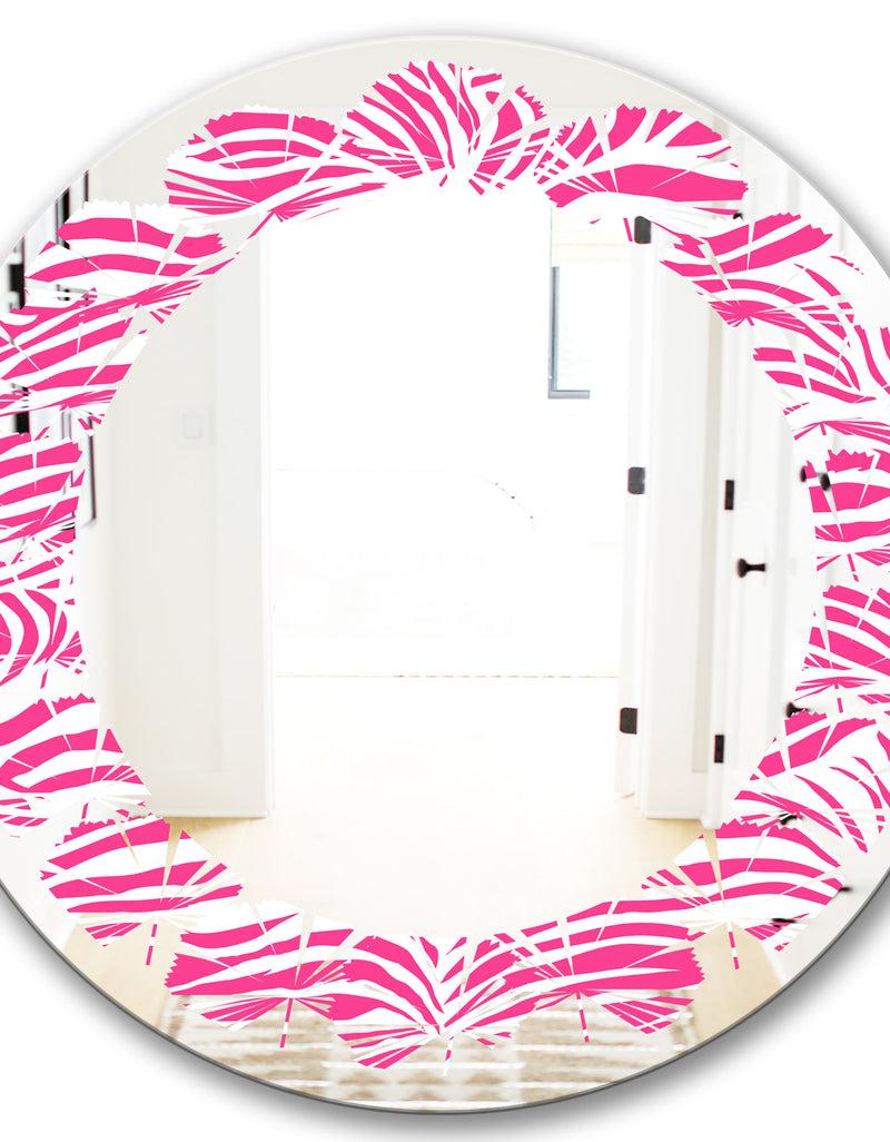 DesignQ Glamour Zebra Animal Pattern - Modern Round Or Oval Wall Mirror - Leaves
