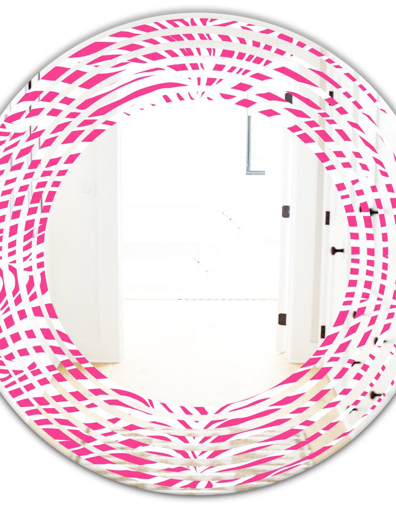 DesignQ Glamour Zebra Animal Pattern - Modern Round Or Oval Wall Mirror - Wave