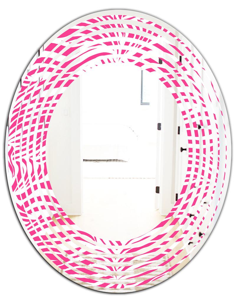DesignQ Glamour Zebra Animal Pattern - Modern Round Or Oval Wall Mirror - Wave