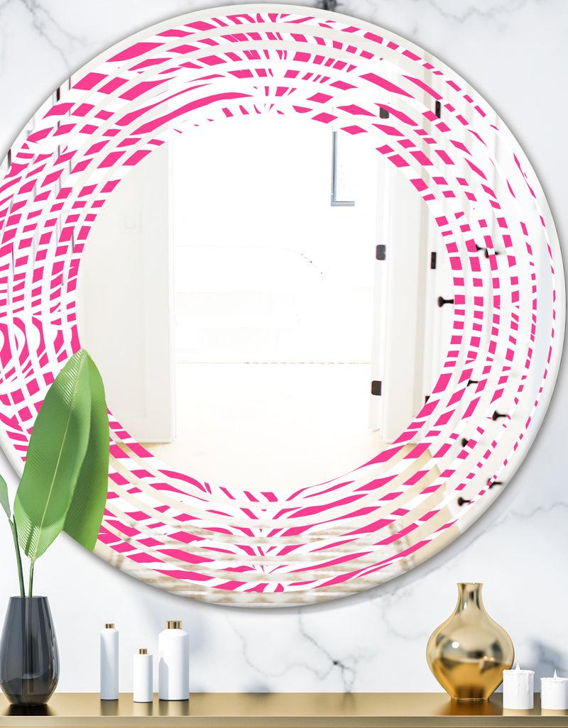 DesignQ Glamour Zebra Animal Pattern - Modern Round or Oval Wall Mirror - Wave