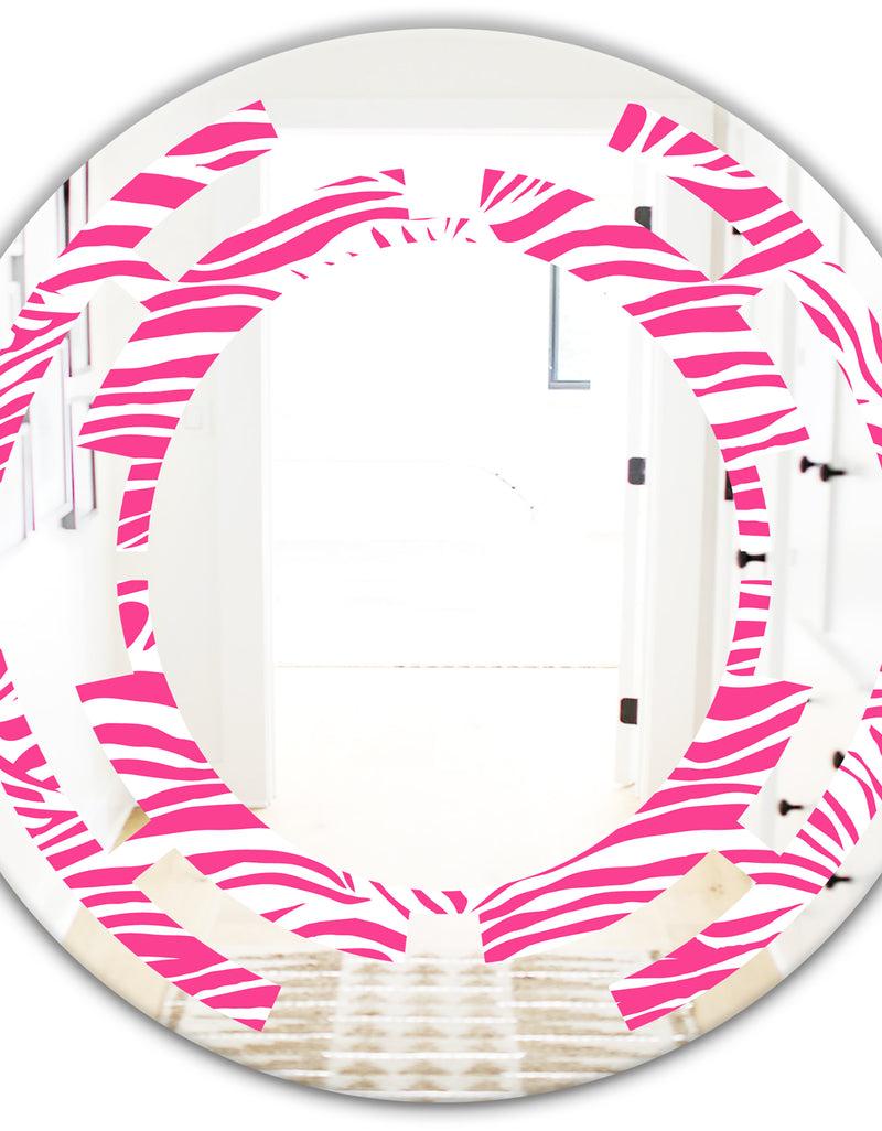 DesignQ Glamour Zebra Animal Pattern - Modern Round Or Oval Wall Mirror - Space