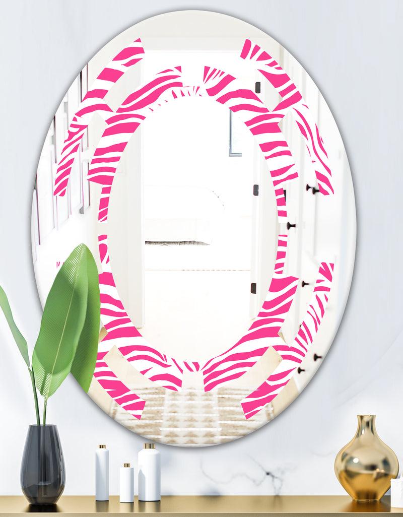DesignQ Glamour Zebra Animal Pattern - Modern Round Or Oval Wall Mirror - Space