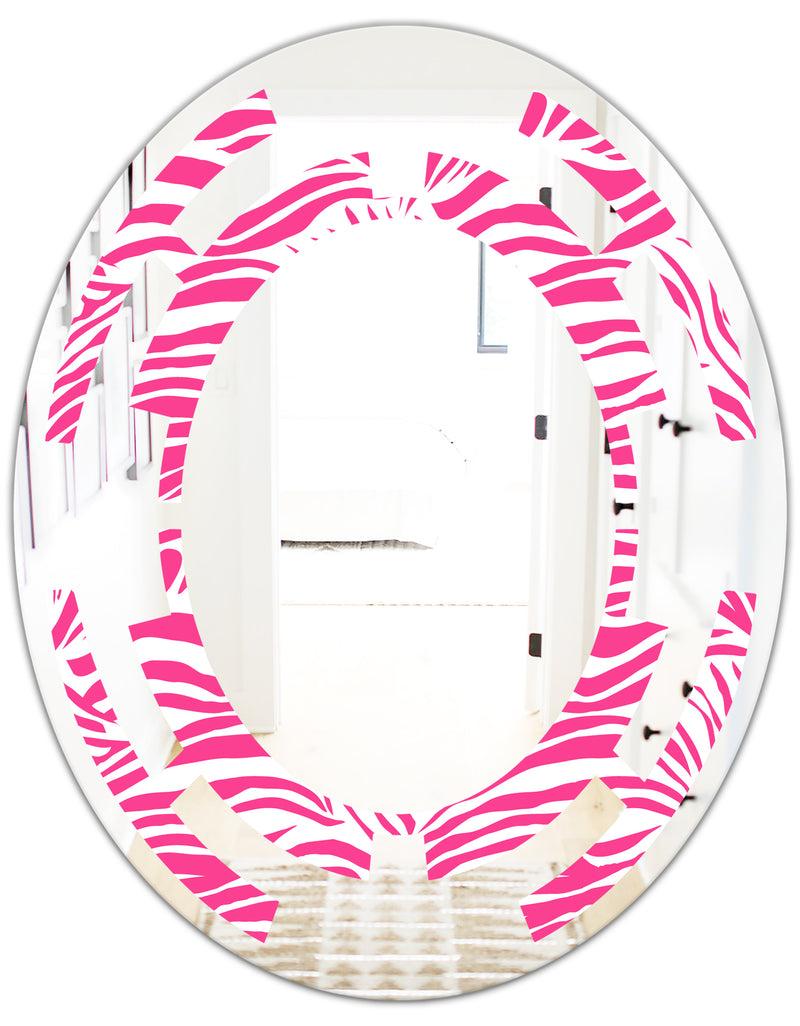 DesignQ Glamour Zebra Animal Pattern - Modern Round Or Oval Wall Mirror - Space