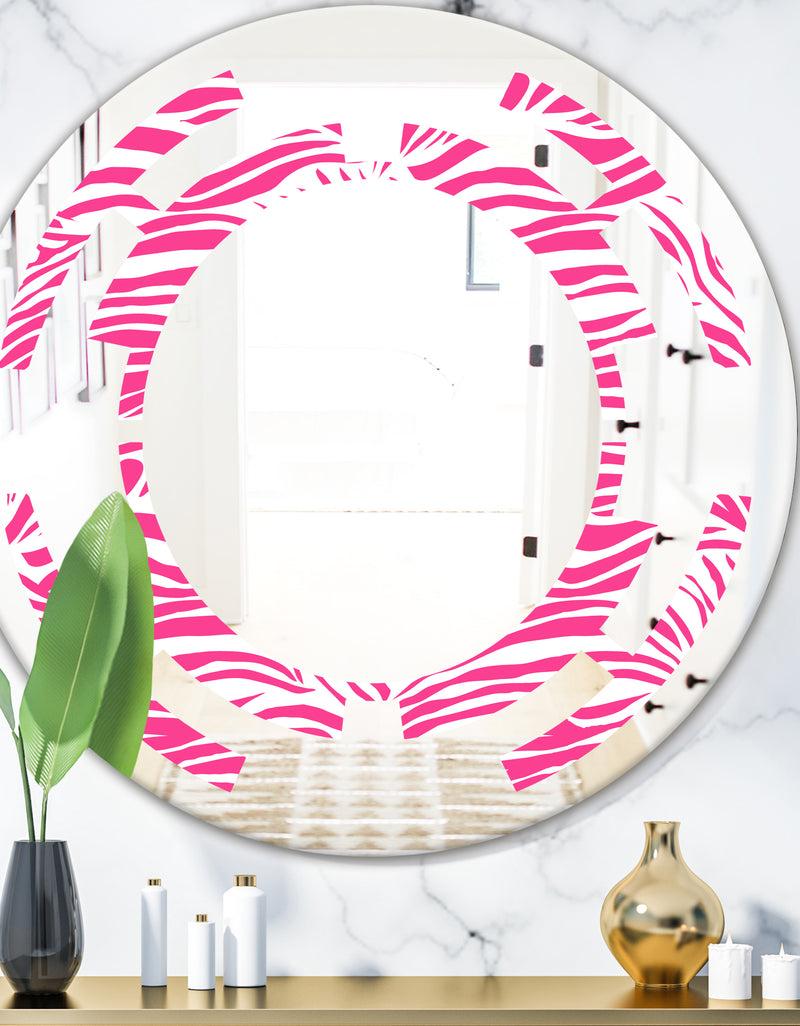 DesignQ Glamour Zebra Animal Pattern - Modern Round or Oval Wall Mirror - Space