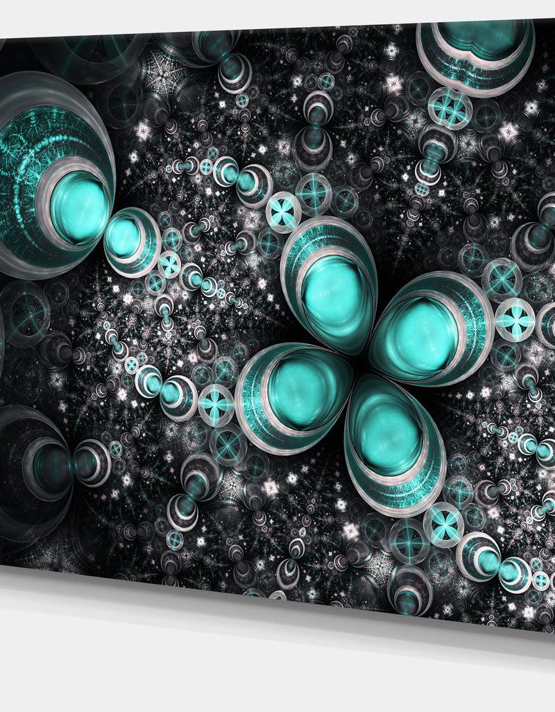 DesignQ Glittering Dark Green Fractal Flower - Large Floral Canvas Art Print