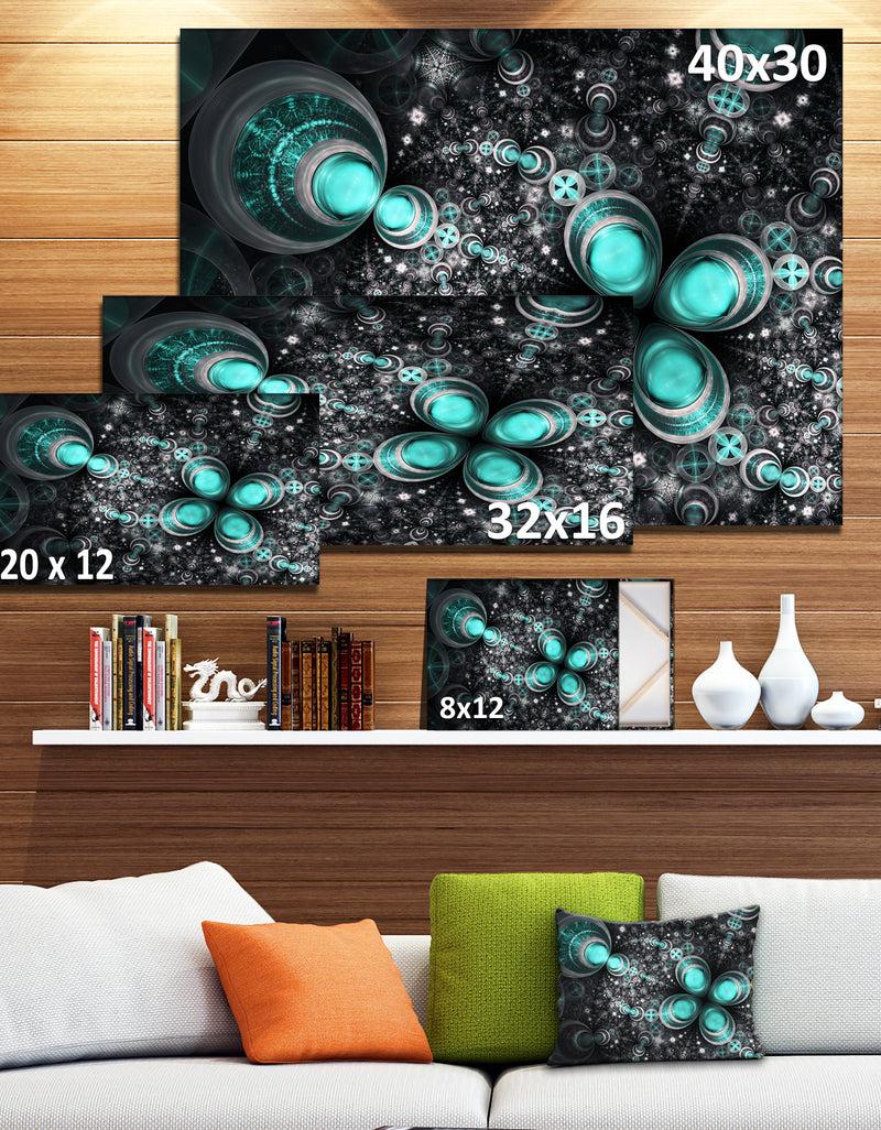 DesignQ Glittering Dark Green Fractal Flower - Large Floral Canvas Art Print