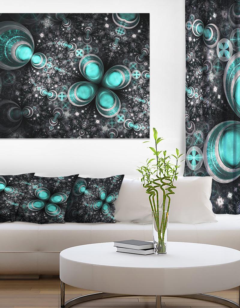 DesignQ Glittering Dark Green Fractal Flower - Large Floral Canvas Art Print