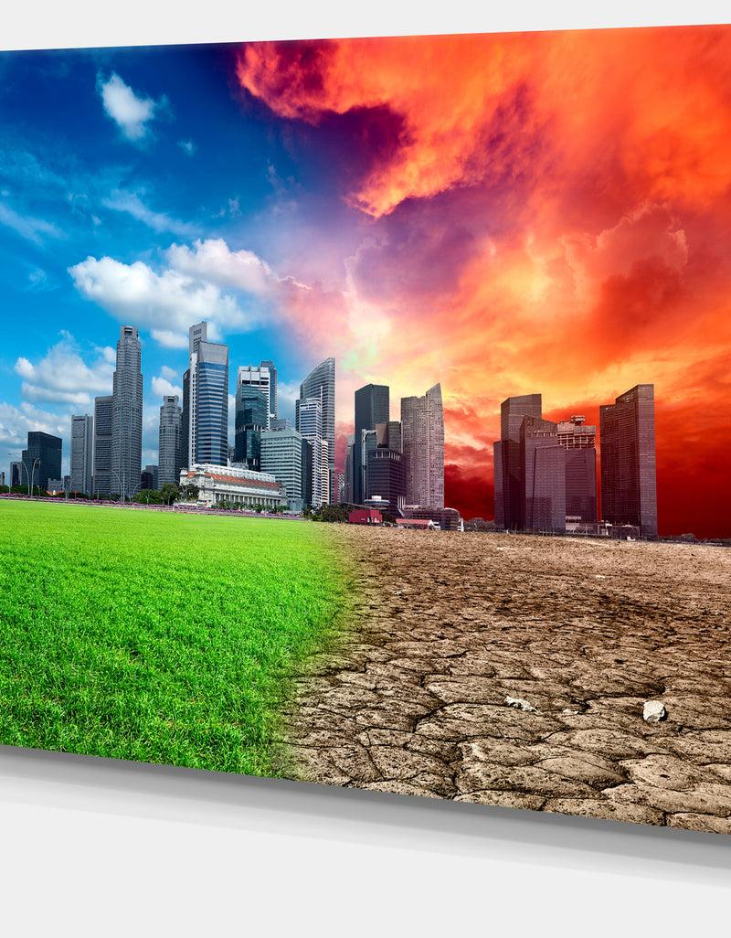 DesignQ Global Warming - Digital Landscape Canvas Art Print