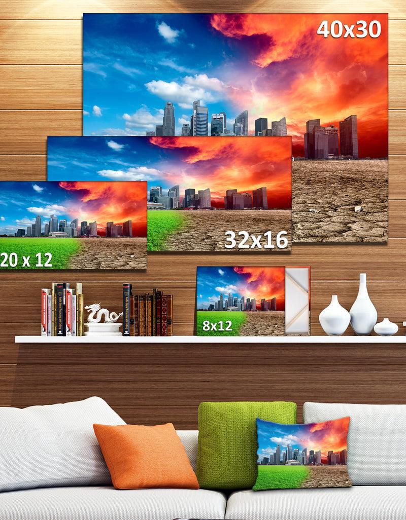 DesignQ Global Warming - Digital Landscape Canvas Art Print