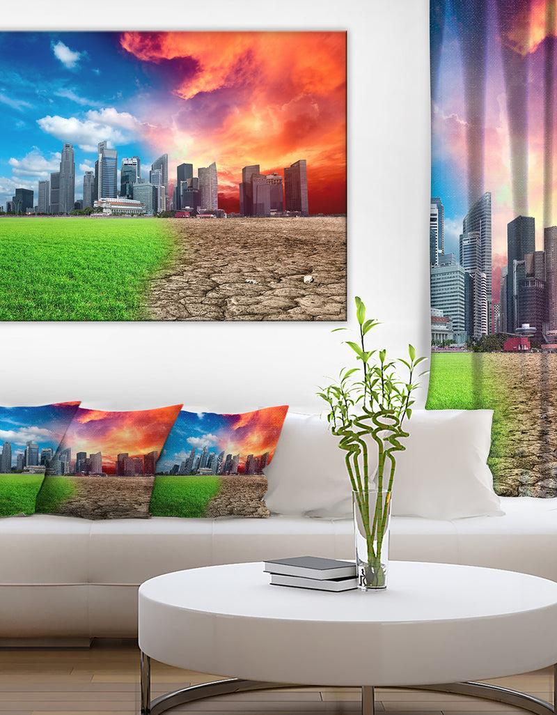 DesignQ Global Warming - Digital Landscape Canvas Art Print