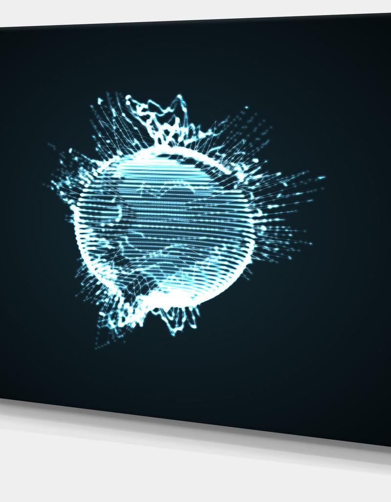 DesignQ Glowing Blue 3D Sphere - Abstract Digital Art Canvas Print