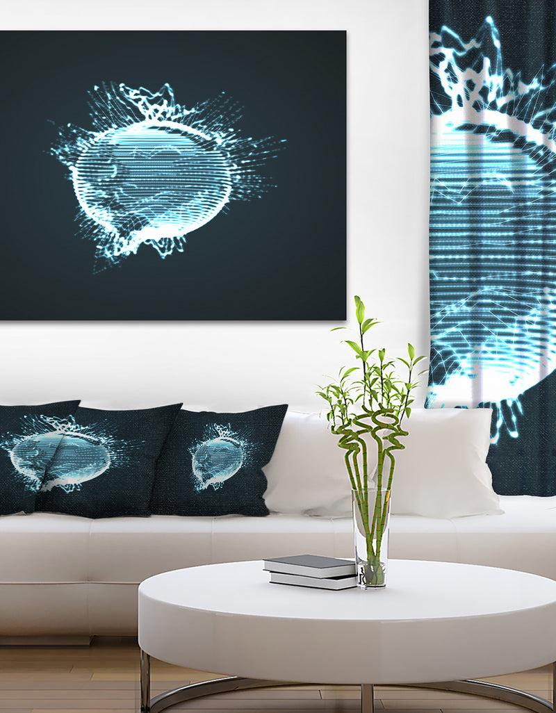 DesignQ Glowing Blue 3D Sphere - Abstract Digital Art Canvas Print